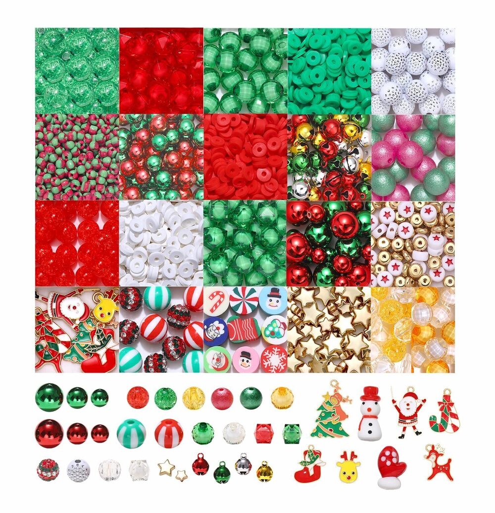 9674 1625Pcs Red Green White Heishi Clay Beads for Christmas Jewelry Making